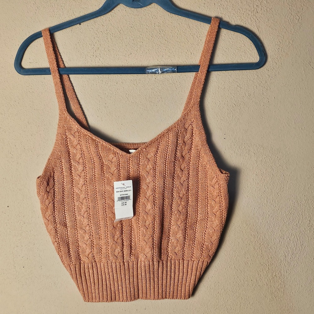 NWT American Eagle Womens Rust Crop Sweater Tank Top Medium